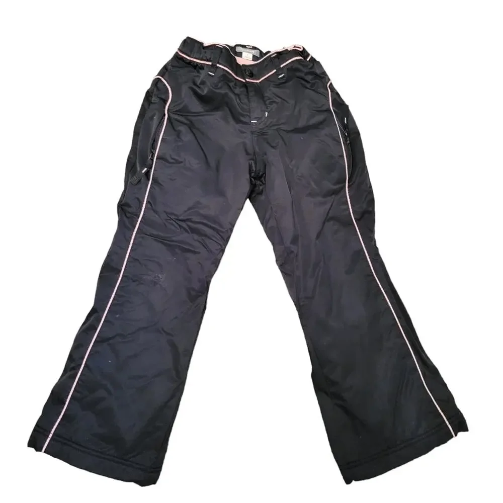 Old Navy Girls Snowpants Fleece Lined SZ 8, Adjustable Waist, Black Pink Winter